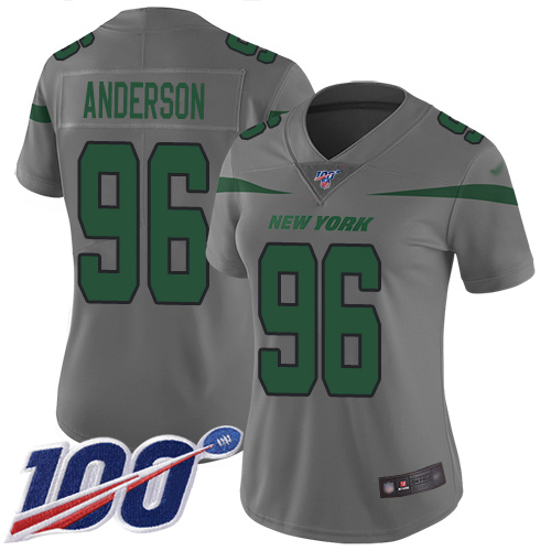 New York Jets Limited Gray Women Henry Anderson Jersey NFL Football #96 100th Season Inverted Legend->youth nfl jersey->Youth Jersey
